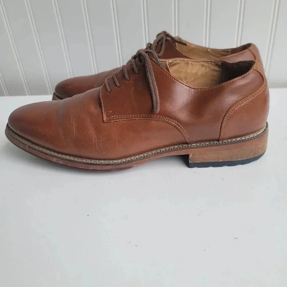 Joseph Abboud  Plain Toe Oxford Leather Shoes Mens 9.5 D Tan Brown 414705